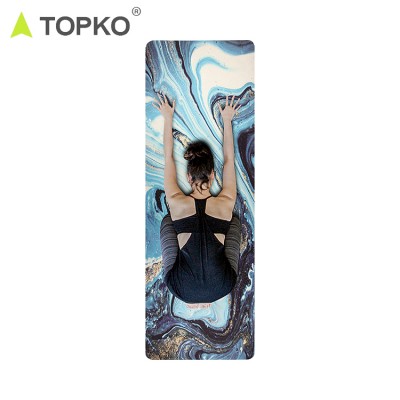 TOPKO hot selling new custom print pilates fitness pu natural rubber yoga mat